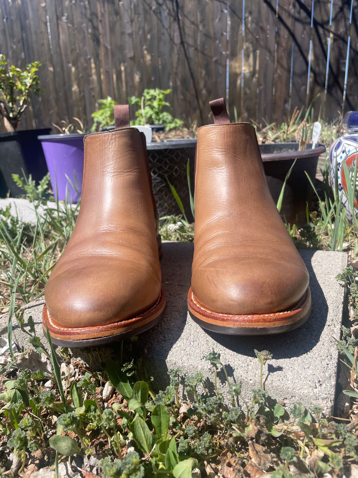 Photo by SkoBuffs23 on April 3, 2026 of the Grant Stone Chelsea Boot in Horween Dune Chromexcel.