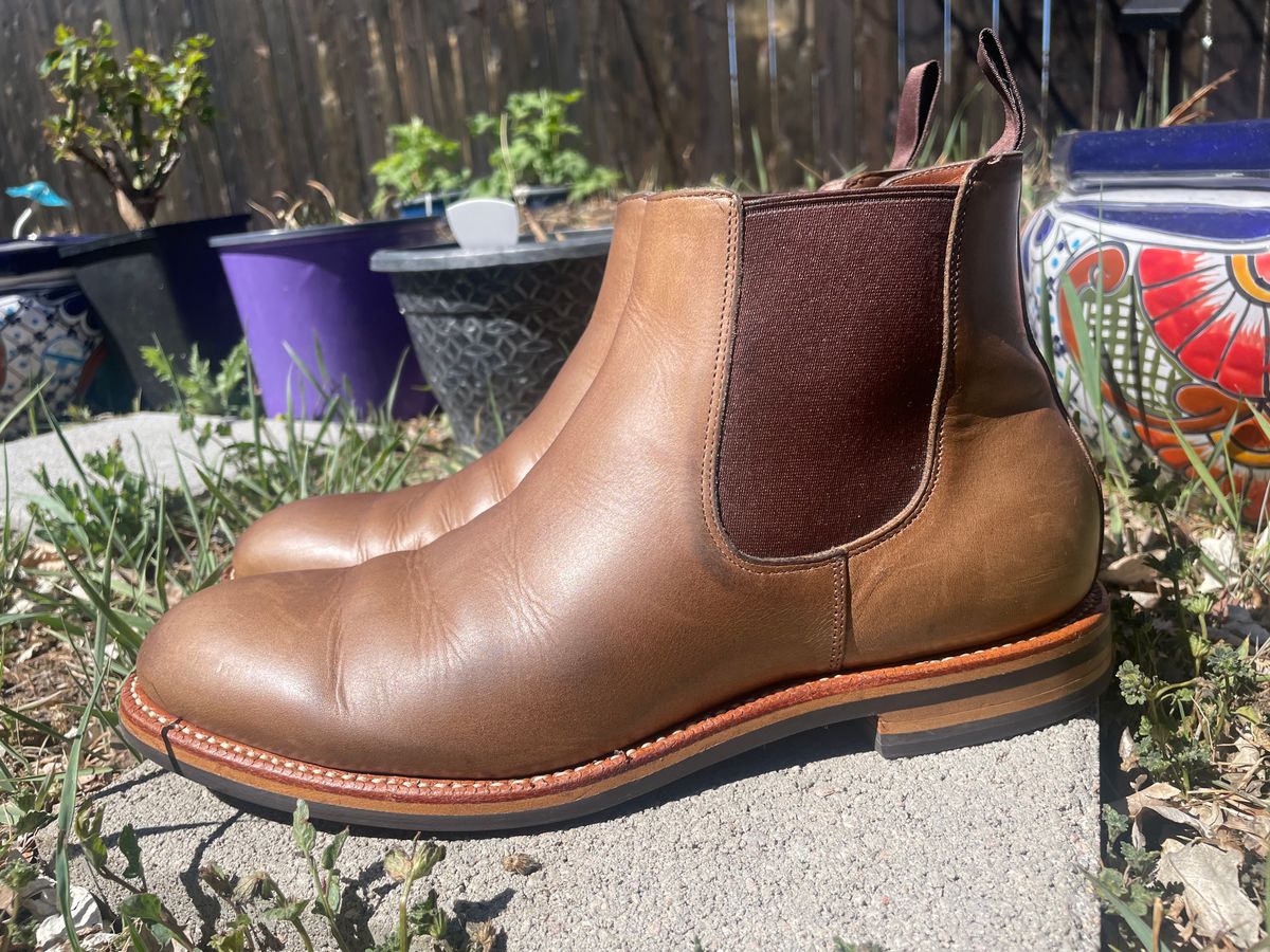 Photo by SkoBuffs23 on April 3, 2026 of the Grant Stone Chelsea Boot in Horween Dune Chromexcel.