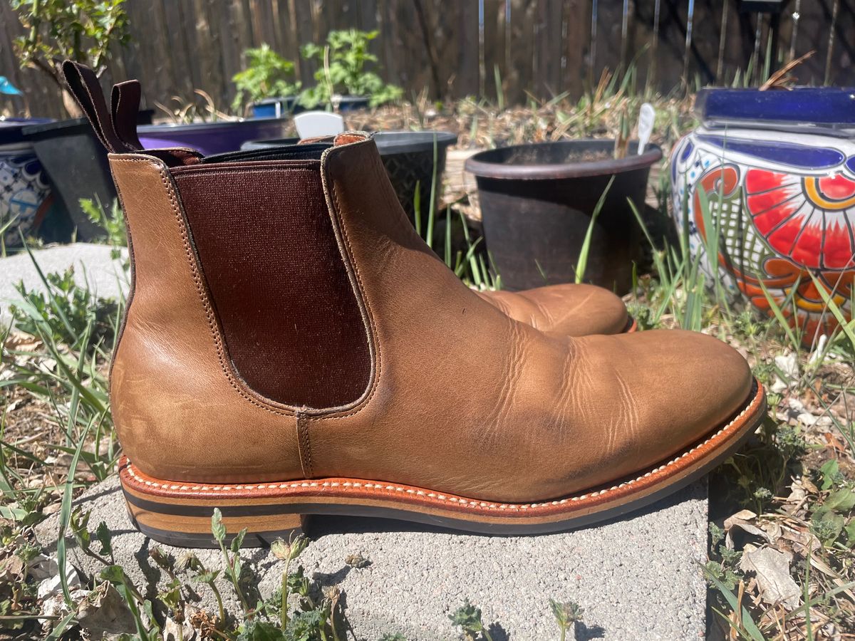 Photo by SkoBuffs23 on April 3, 2026 of the Grant Stone Chelsea Boot in Horween Dune Chromexcel.
