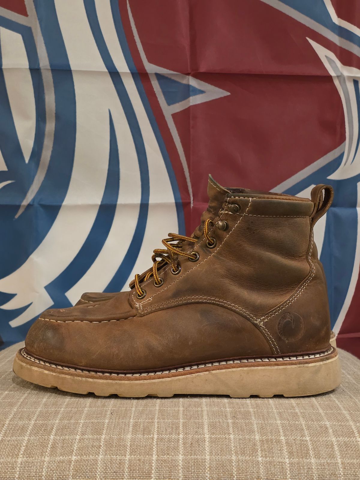 Photo by PodJr on November 6, 2025 of the Origin MAINE MOC TOE BOOT - NATURAL in American Cow Hide.