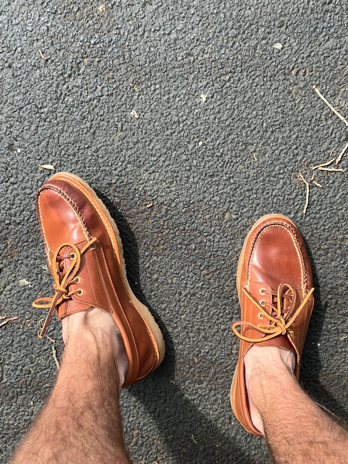 Photo by thebootbum2 on March 5, 2023 of the Rancourt & Co. Classic Ranger-Moc in Horween Natural Shell Cordovan.