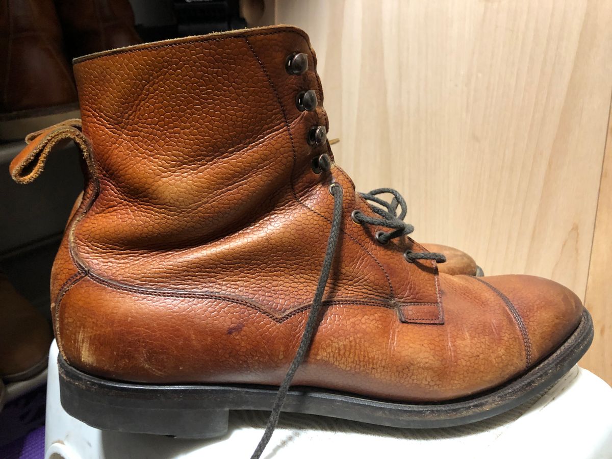 Photo by bootsofmannishleather on September 12, 2021 of the Edward Green Galway in Rosewood Country Calf.