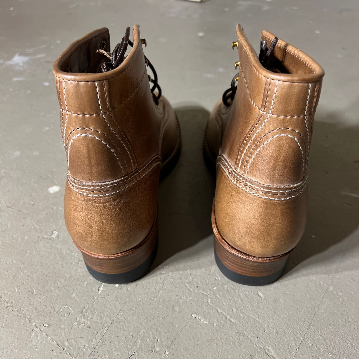 Photo by marc.from.earth on October 2, 2025 of the John Lofgren Donkey Puncher Boots in Horween Natural Chromexcel.