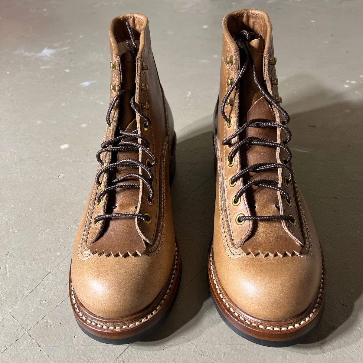 Photo by marc.from.earth on October 2, 2025 of the John Lofgren Donkey Puncher Boots in Horween Natural Chromexcel.