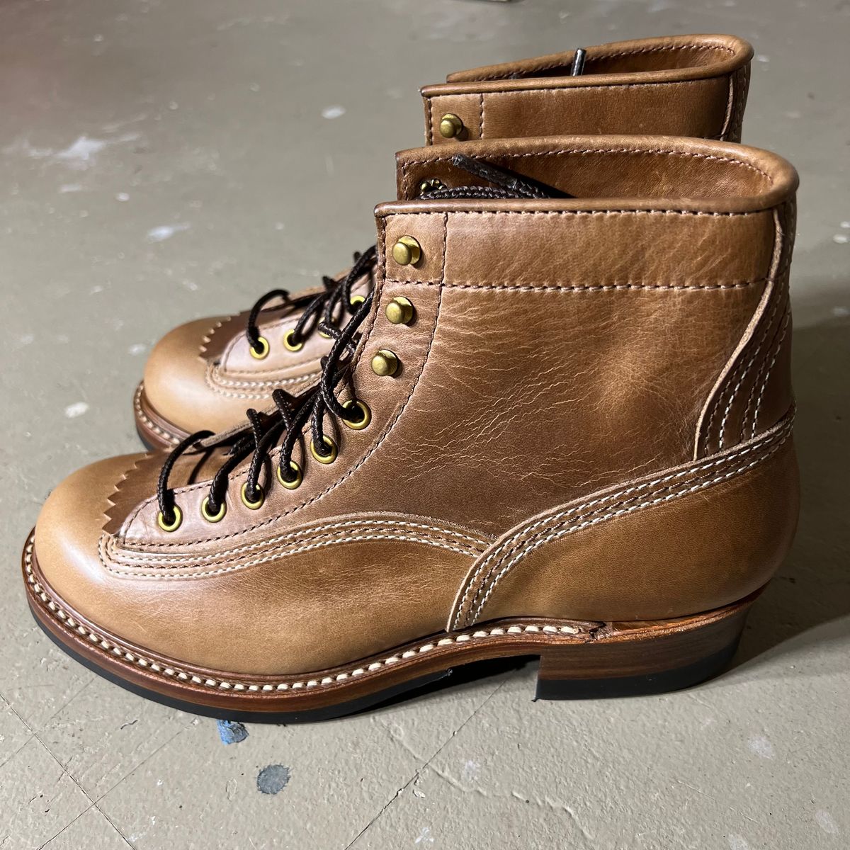 Photo by marc.from.earth on October 2, 2025 of the John Lofgren Donkey Puncher Boots in Horween Natural Chromexcel.