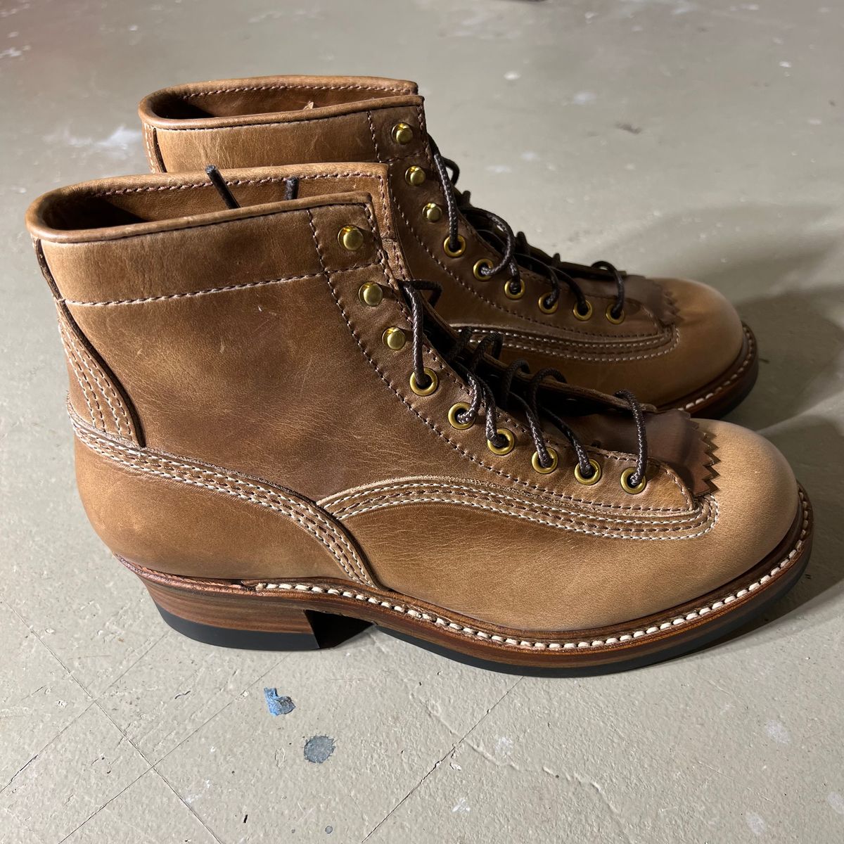 Photo by marc.from.earth on October 2, 2025 of the John Lofgren Donkey Puncher Boots in Horween Natural Chromexcel.