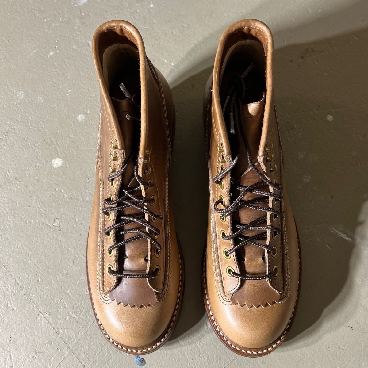 Photo by marc.from.earth on October 2, 2025 of the John Lofgren Donkey Puncher Boots in Horween Natural Chromexcel.