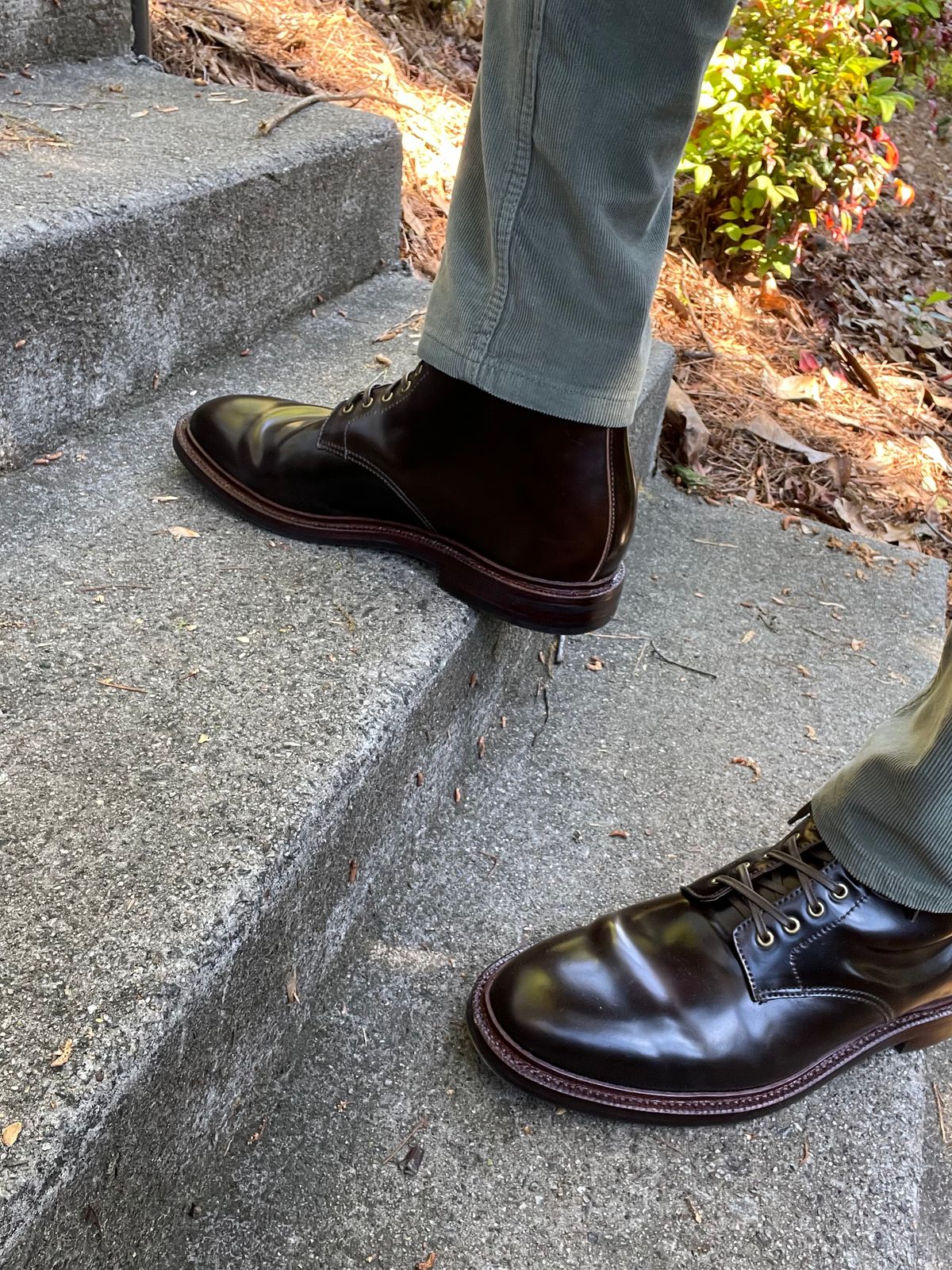 Photo by Bota71 on April 6, 2024 of the Grant Stone Edward Boot in Horween Maduro Shell Cordovan.