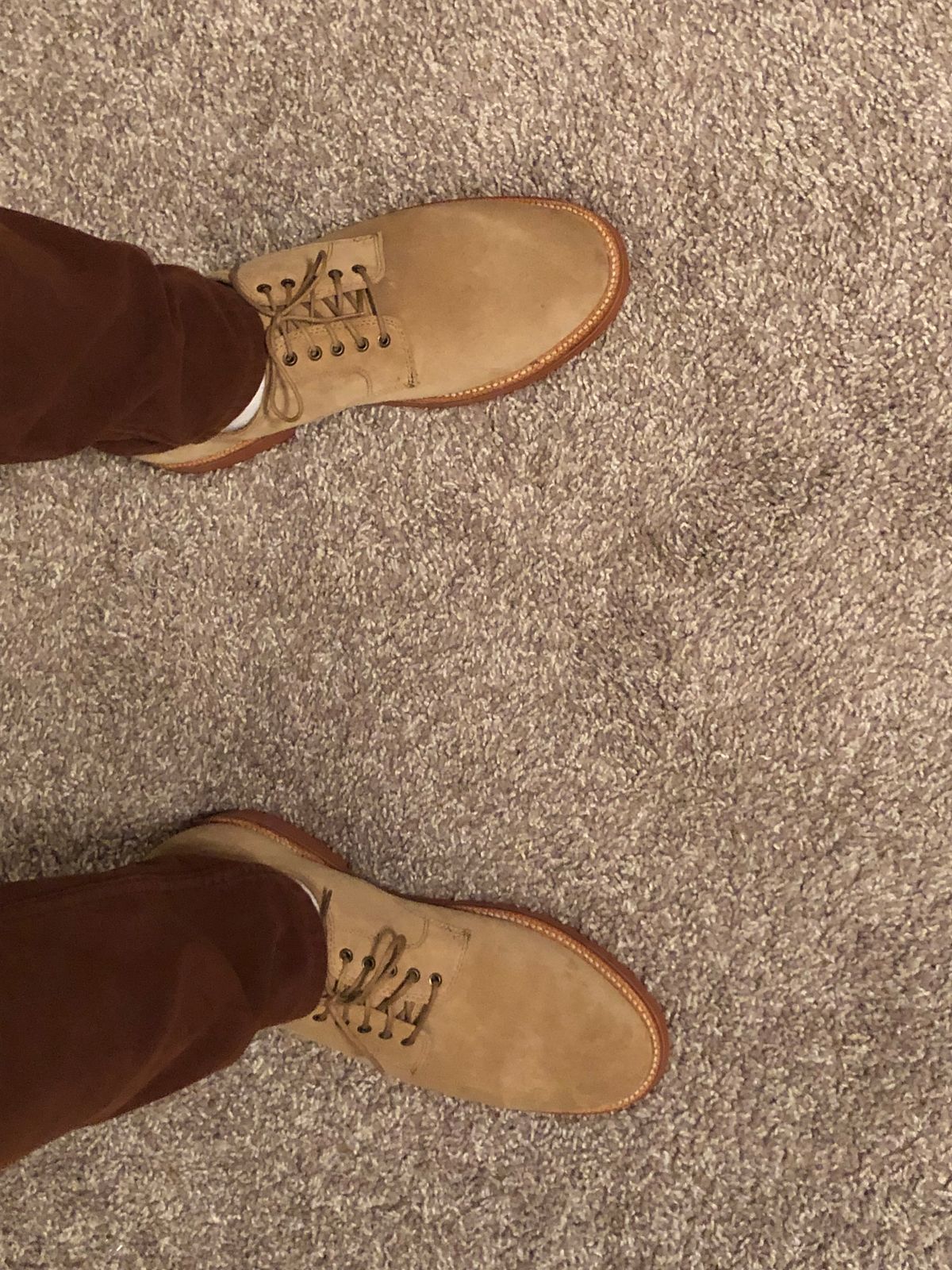 Photo by Bota71 on April 14, 2022 of the Grant Stone Dirty Buck in C.F. Stead Ivory Suede.