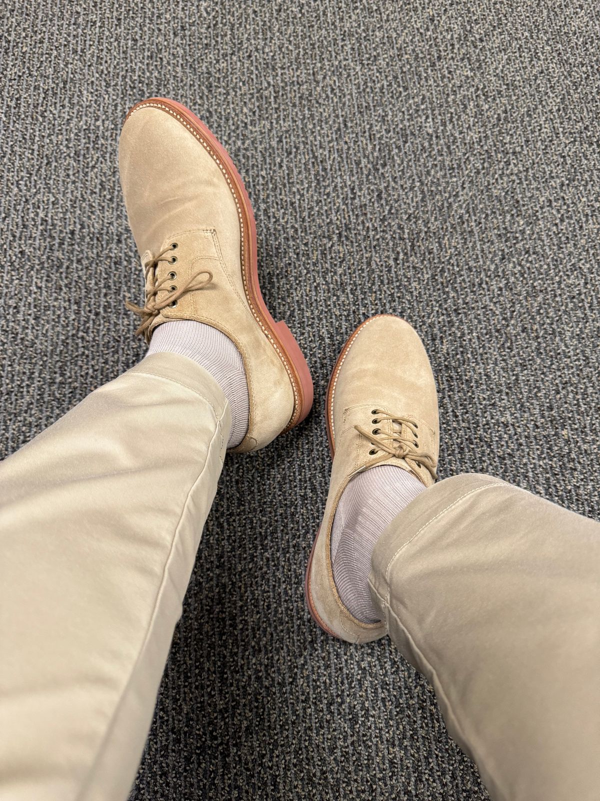 Photo by Bota71 on May 21, 2025 of the Grant Stone Dirty Buck in C.F. Stead Ivory Suede.