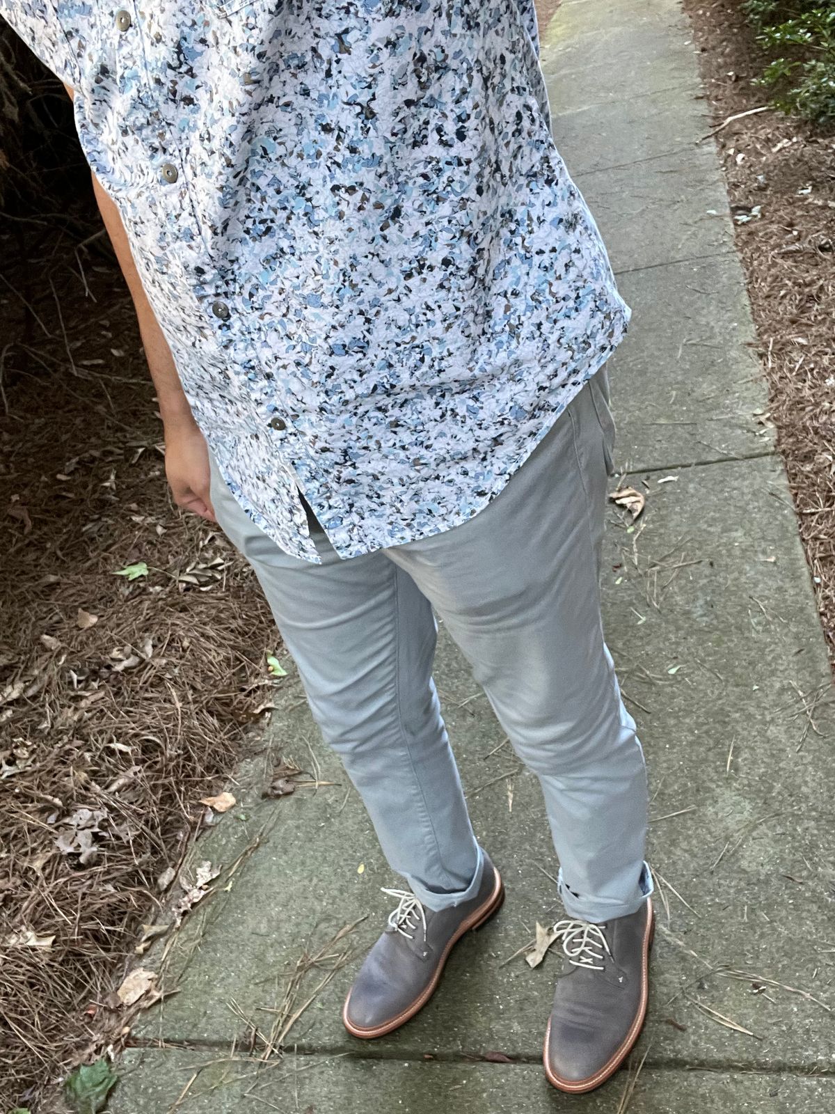 Photo by Bota71 on June 27, 2023 of the Grant Stone Plain Toe Blucher in C.F. Stead Storm Kudu.