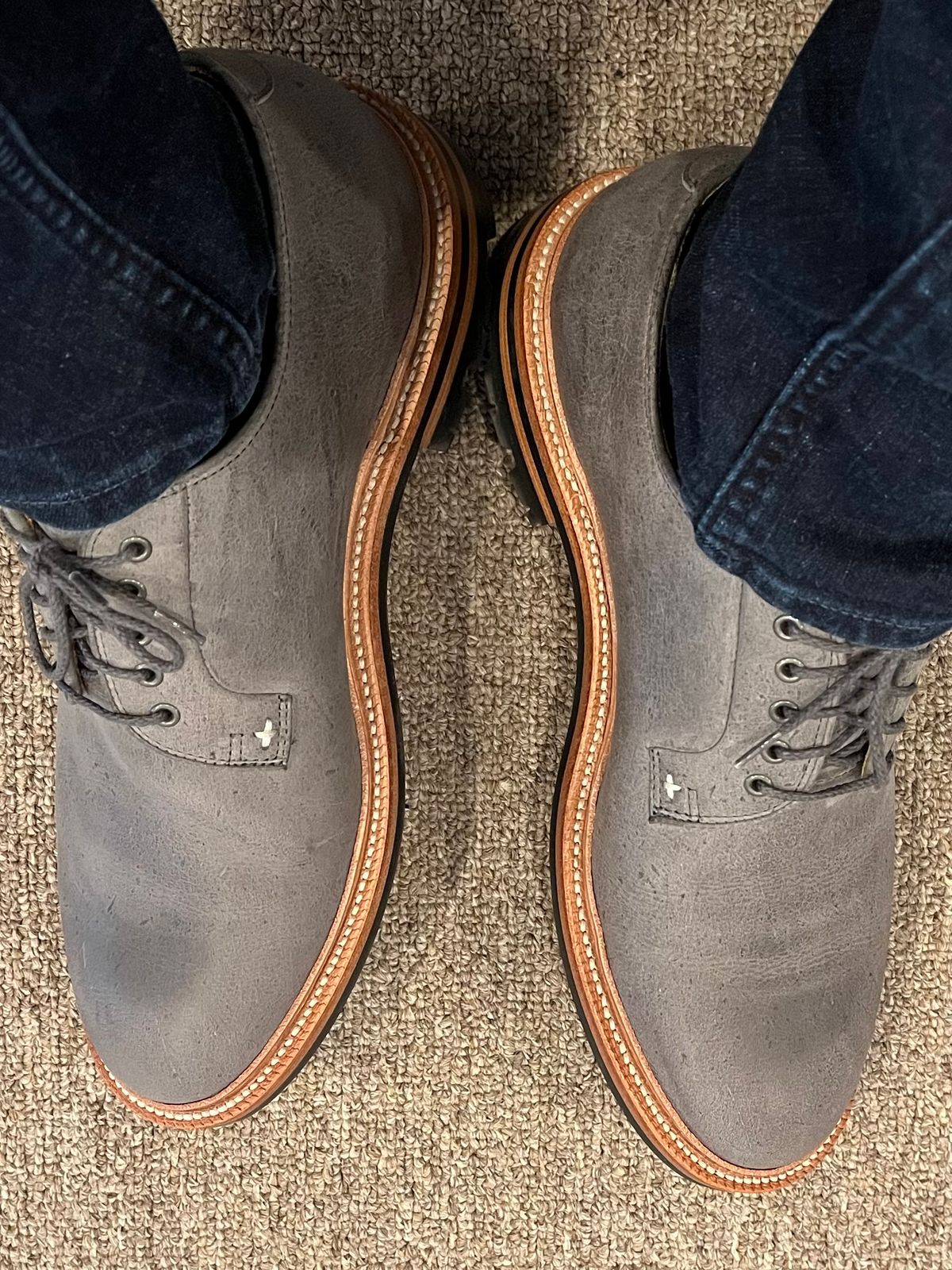 Photo by Bota71 on September 20, 2022 of the Grant Stone Plain Toe Blucher in C.F. Stead Storm Kudu.