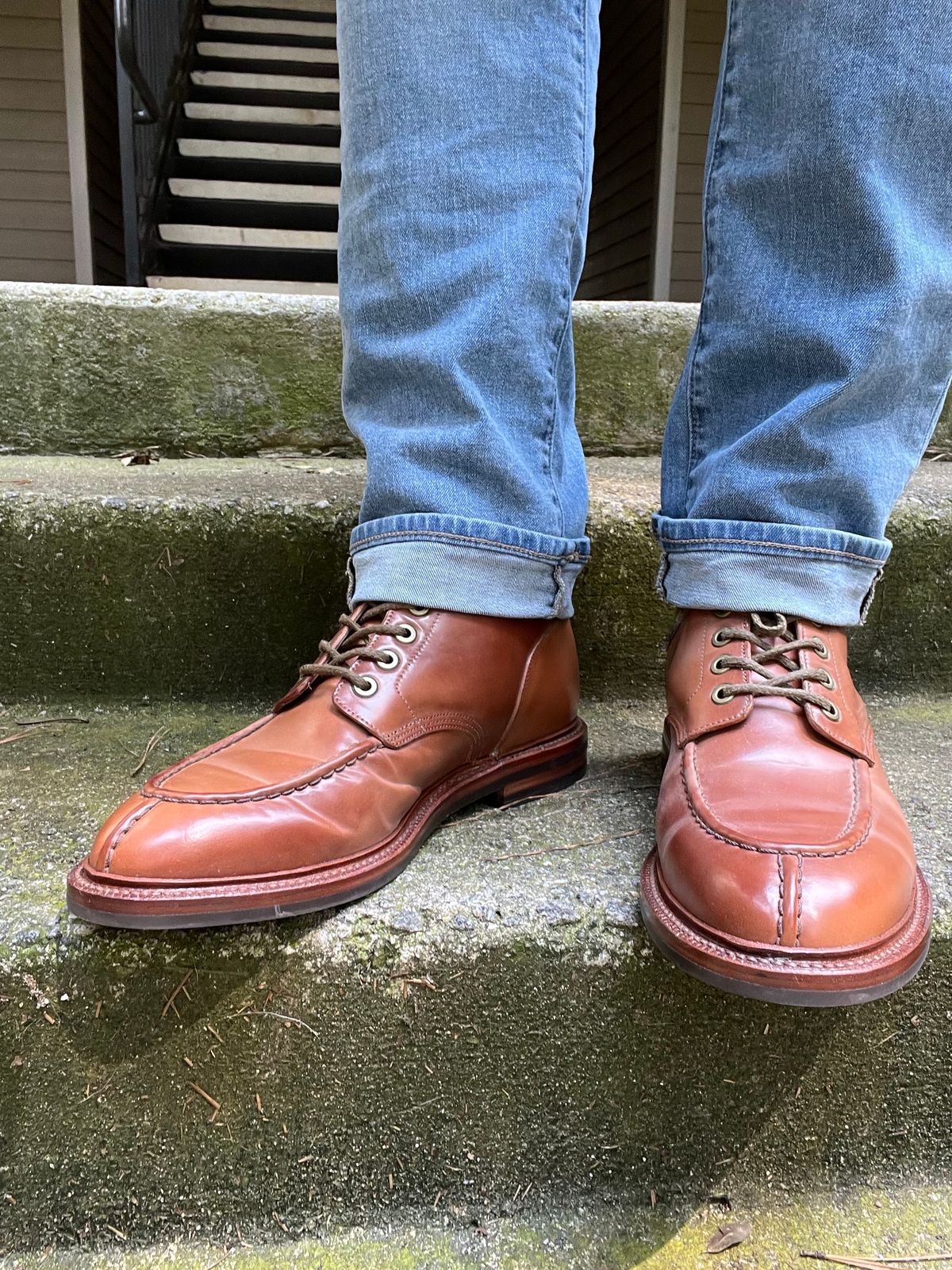 Photo by Bota71 on July 2, 2023 of the Grant Stone Ottawa Boot in Horween Honey Glazed Shell Cordovan.