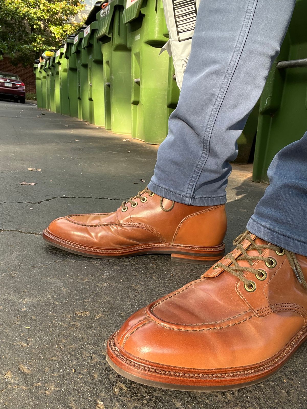 Photo by Bota71 on September 10, 2023 of the Grant Stone Ottawa Boot in Horween Honey Glazed Shell Cordovan.