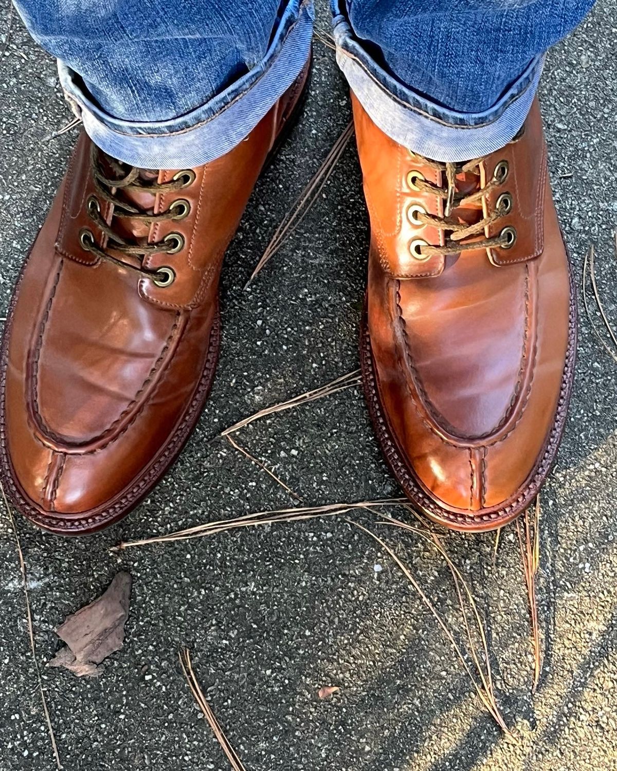 Photo by Bota71 on October 8, 2023 of the Grant Stone Ottawa Boot in Horween Honey Glazed Shell Cordovan.