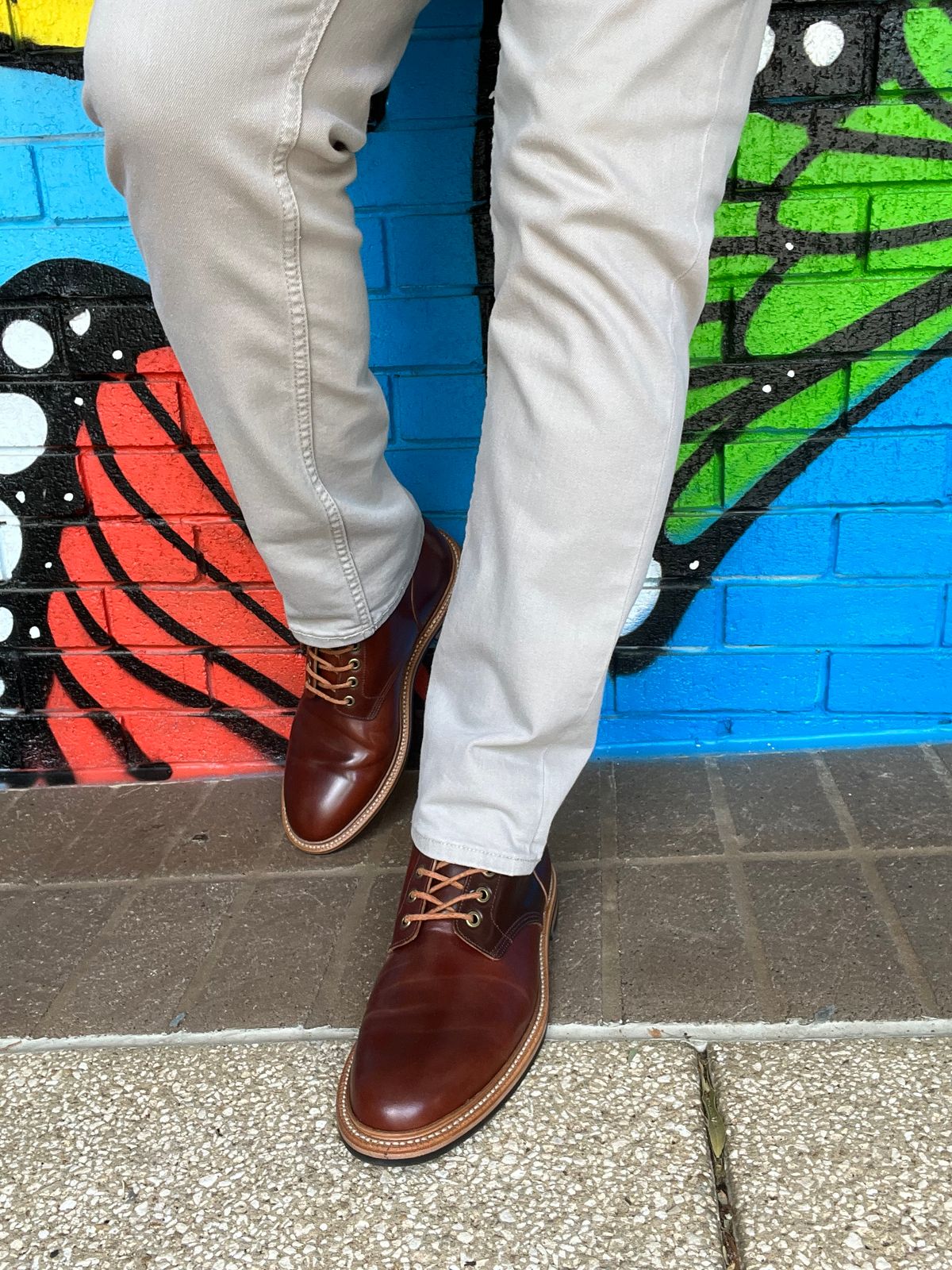 Photo by Bota71 on May 21, 2023 of the Grant Stone Diesel Boot in Horween Garnet Shell Cordovan.