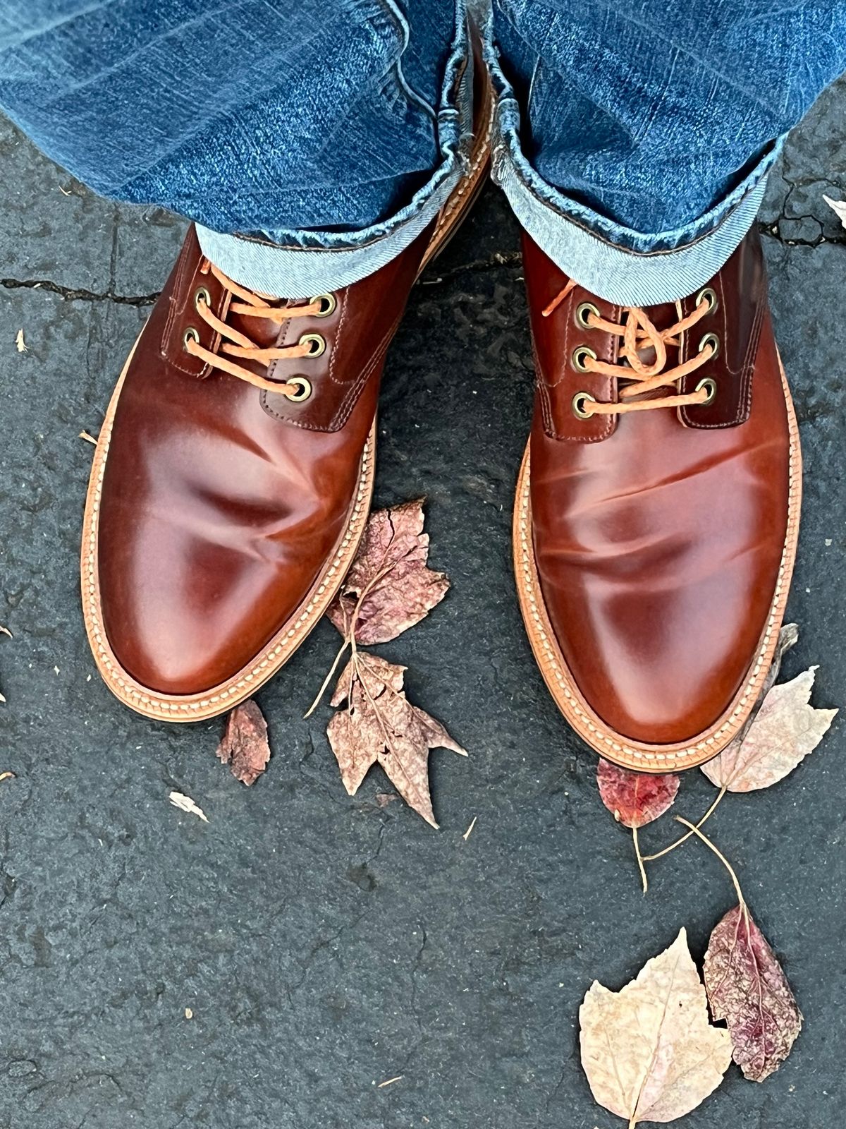 Photo by Bota71 on November 12, 2023 of the Grant Stone Diesel Boot in Horween Garnet Shell Cordovan.