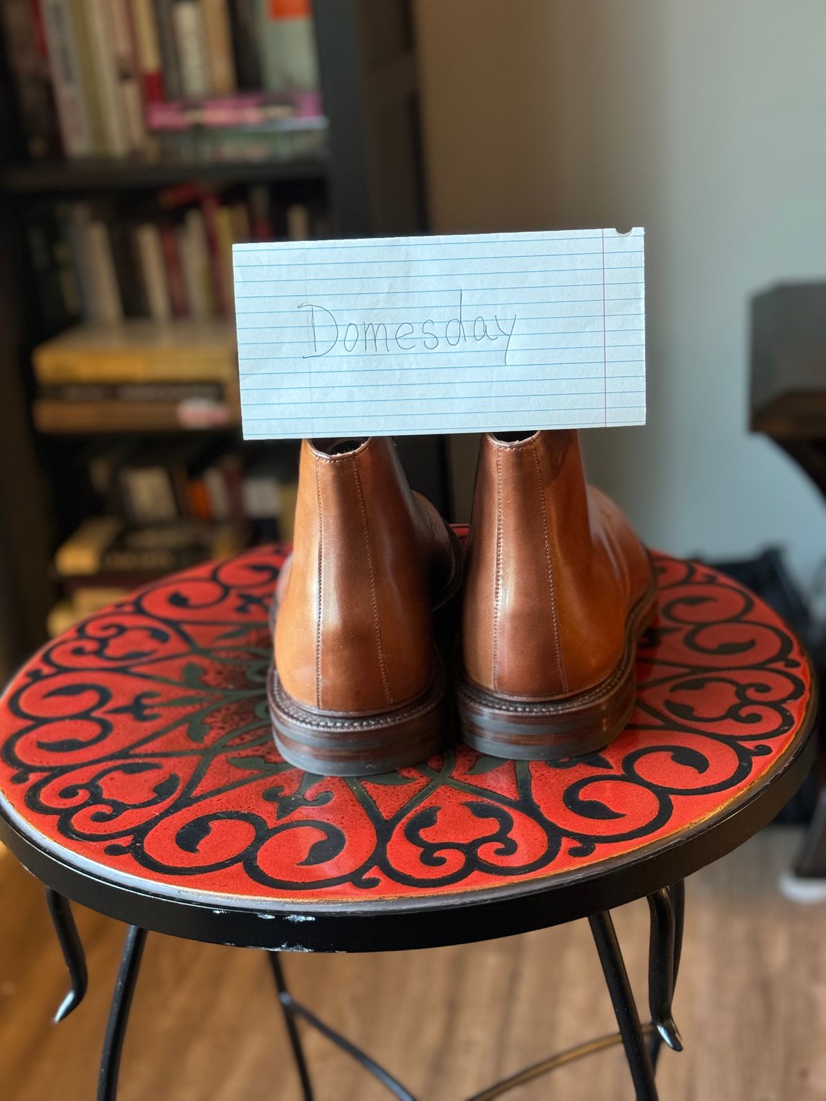 Photo by Bota71 on October 1, 2024 of the Grant Stone Edward Boot in Horween Honey Glazed Shell Cordovan.