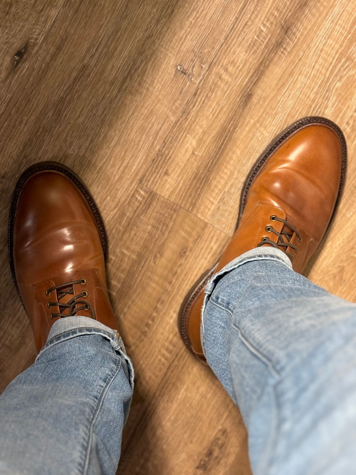 Photo by Bota71 on October 1, 2024 of the Grant Stone Edward Boot in Horween Honey Glazed Shell Cordovan.