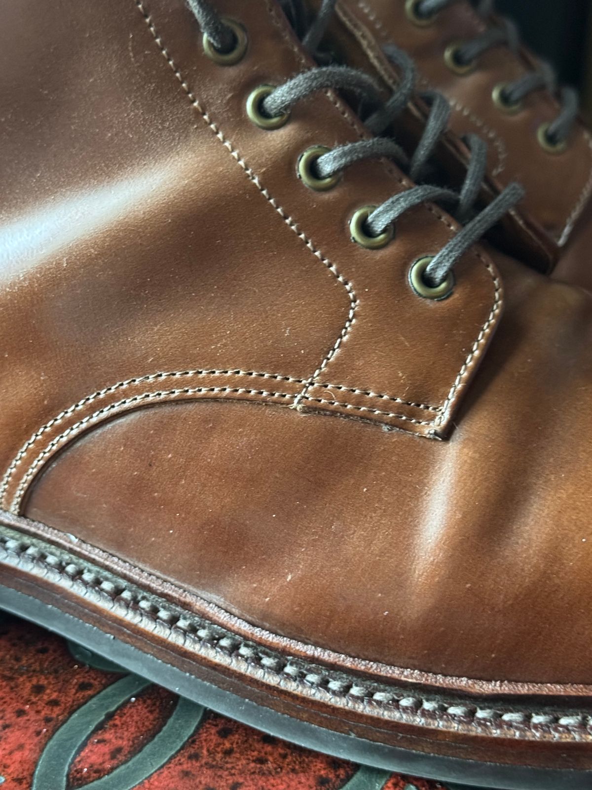 Photo by Bota71 on January 1, 2025 of the Grant Stone Edward Boot in Horween Honey Glazed Shell Cordovan.