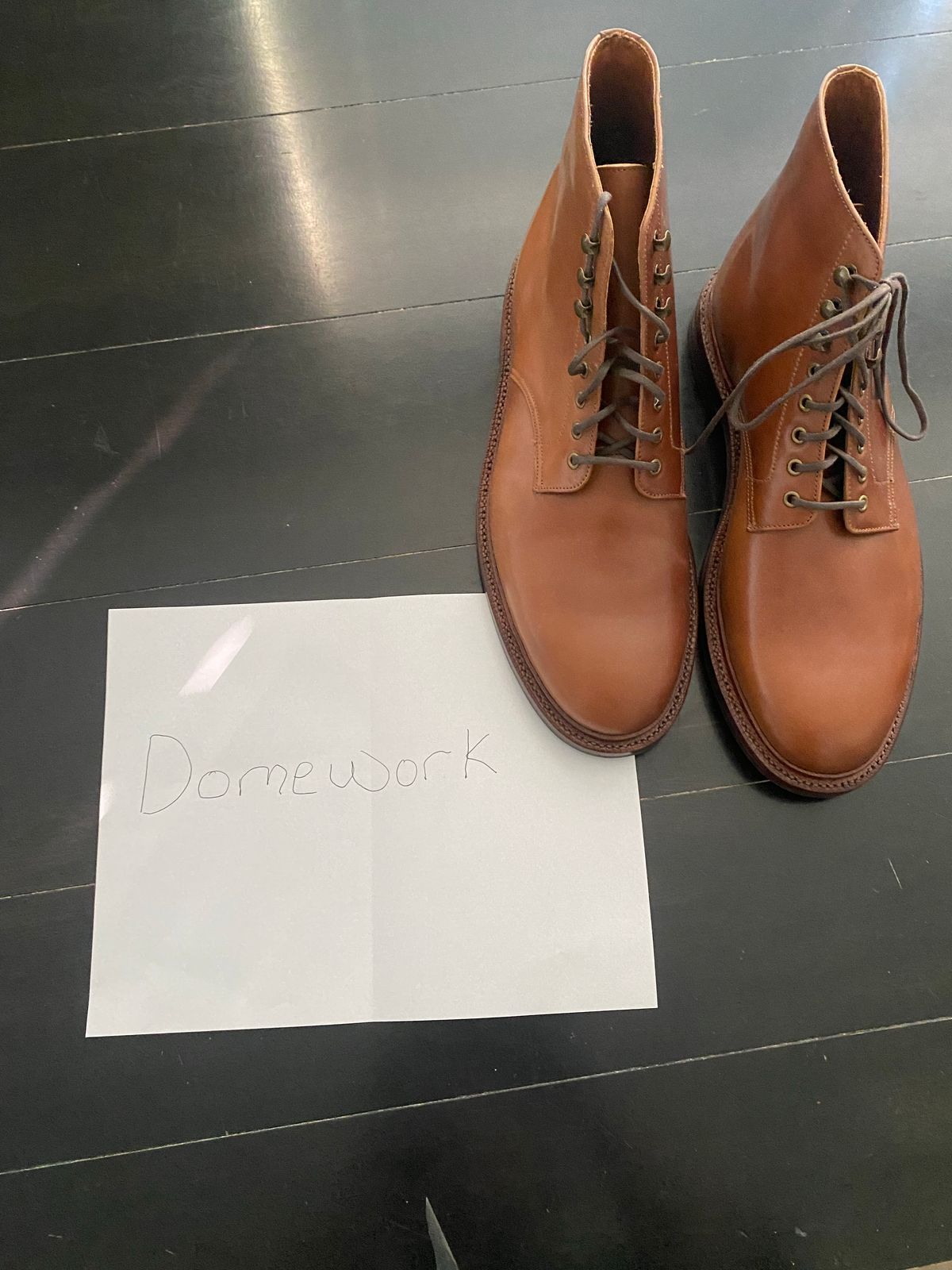 Photo by thonmaker on October 3, 2022 of the Grant Stone Edward Boot in Horween Honey Glazed Shell Cordovan.