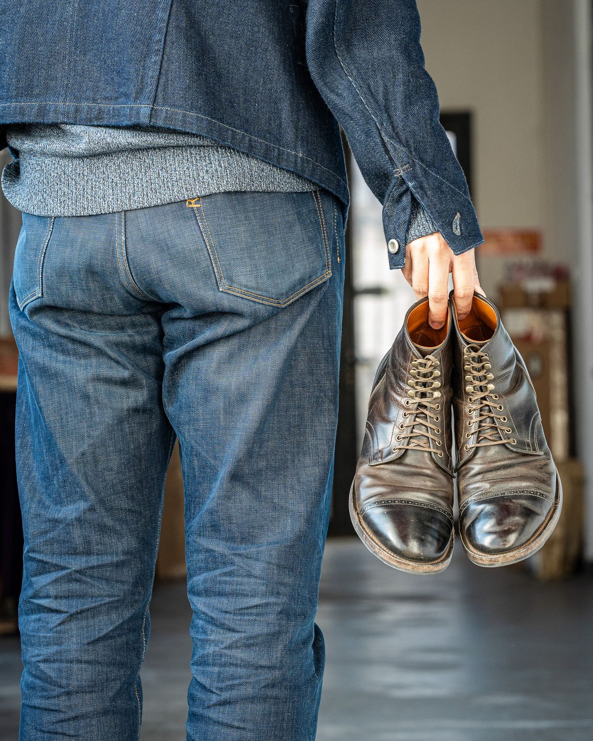 Photo by yuswang on February 1, 2025 of the Viberg Service Boot in Gallun Moose Viking Calf.