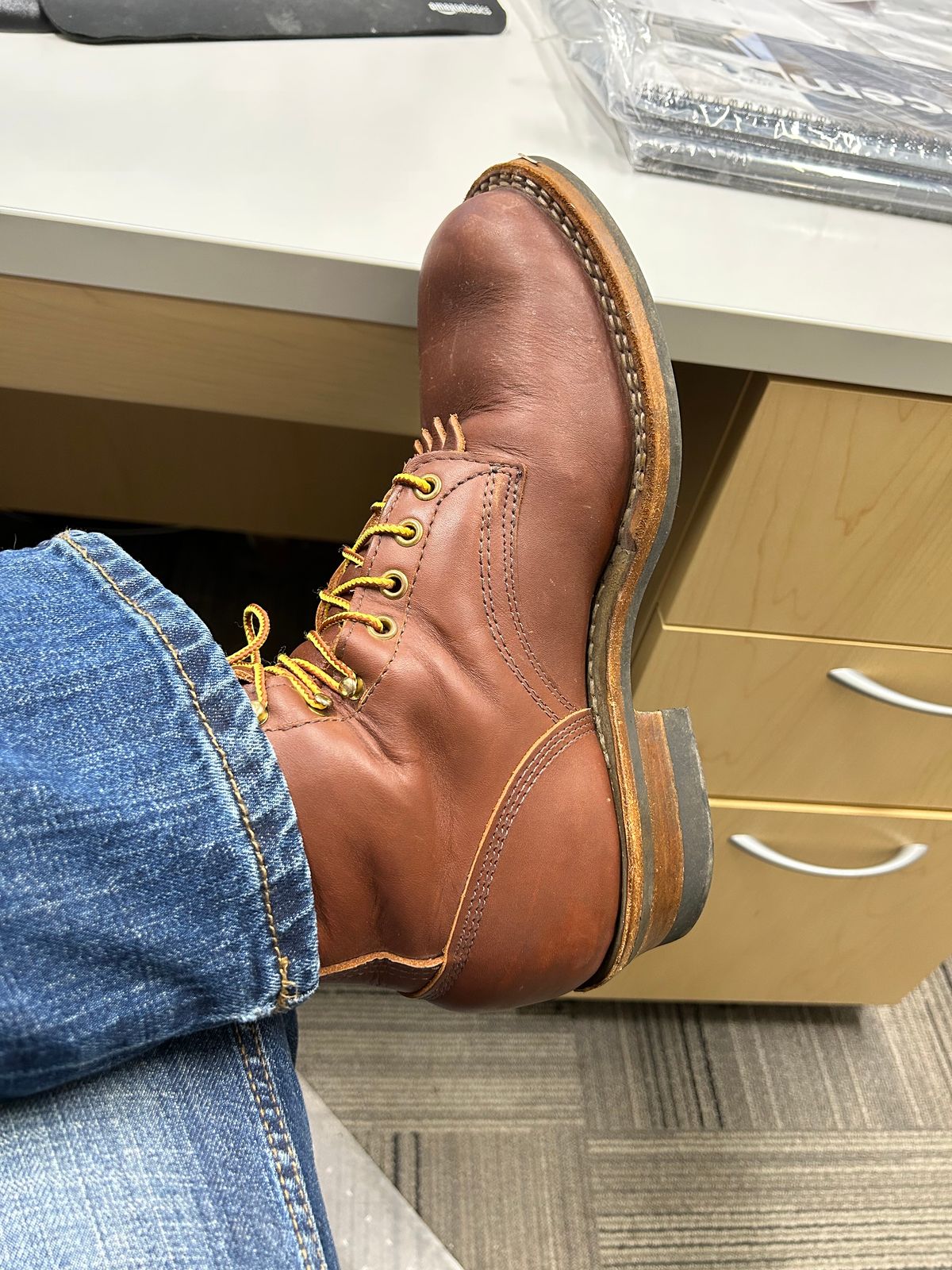 Photo by rudnick on November 13, 2023 of the White's Stockman in Seidel Red Dog Oil Tan.