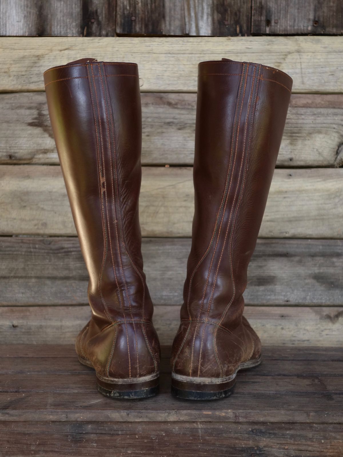 Photo by reothich on February 5, 2023 of the Star Brand 1930s 16-Inch Boots in Unknown Leather.