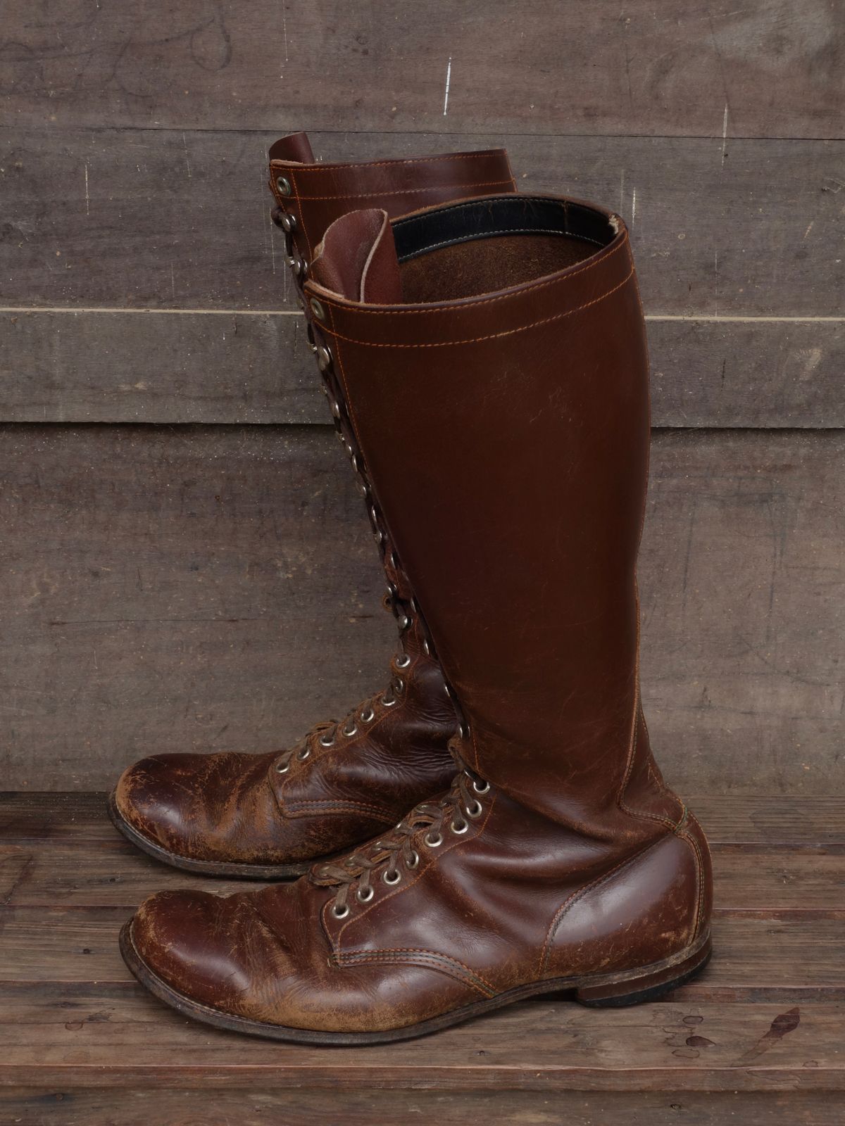 Photo by reothich on March 2, 2023 of the Star Brand 1930s 16-Inch Boots in Unknown Leather.