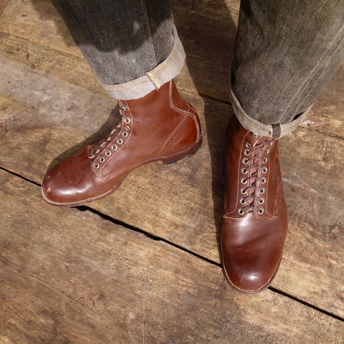 Photo by reothich on November 1, 2022 of the Star Brand 1930s 16-Inch Boots in Unknown Leather.