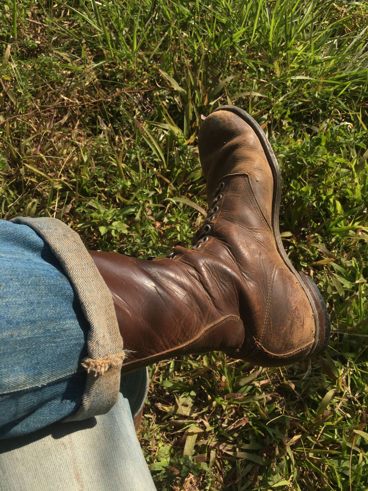 Photo by reothich on March 20, 2023 of the Star Brand 1930s 16-Inch Boots in Unknown Leather.