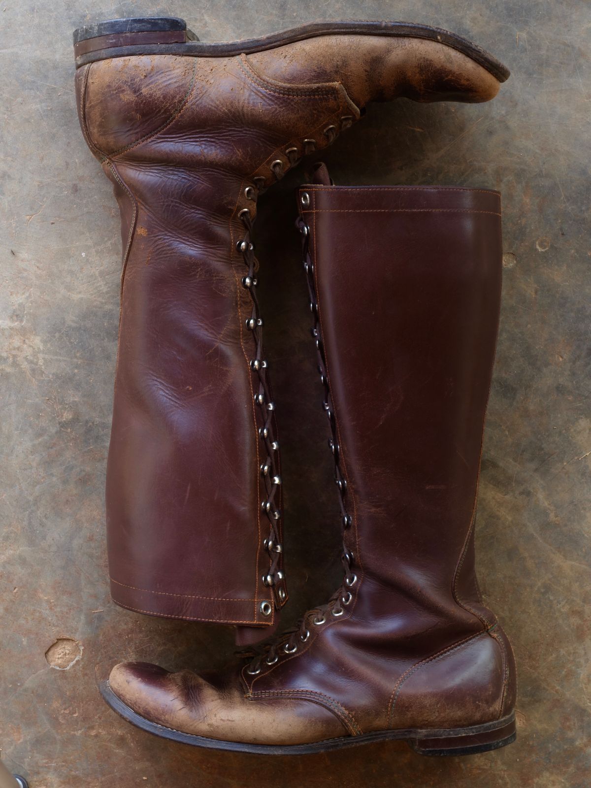 Photo by reothich on April 2, 2023 of the Star Brand 1930s 16-Inch Boots in Unknown Leather.