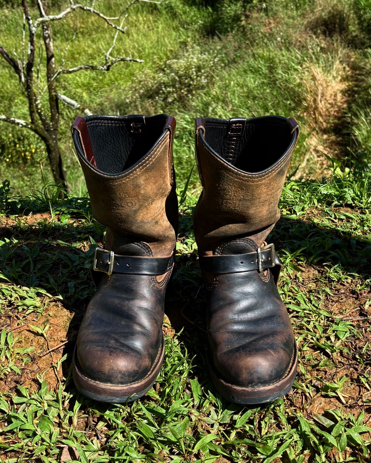 Photo by reothich on December 4, 2025 of the Wesco Morrison in Horween Black Chromexcel Horsehide & Horween Brown Chromexcel Horsehide.