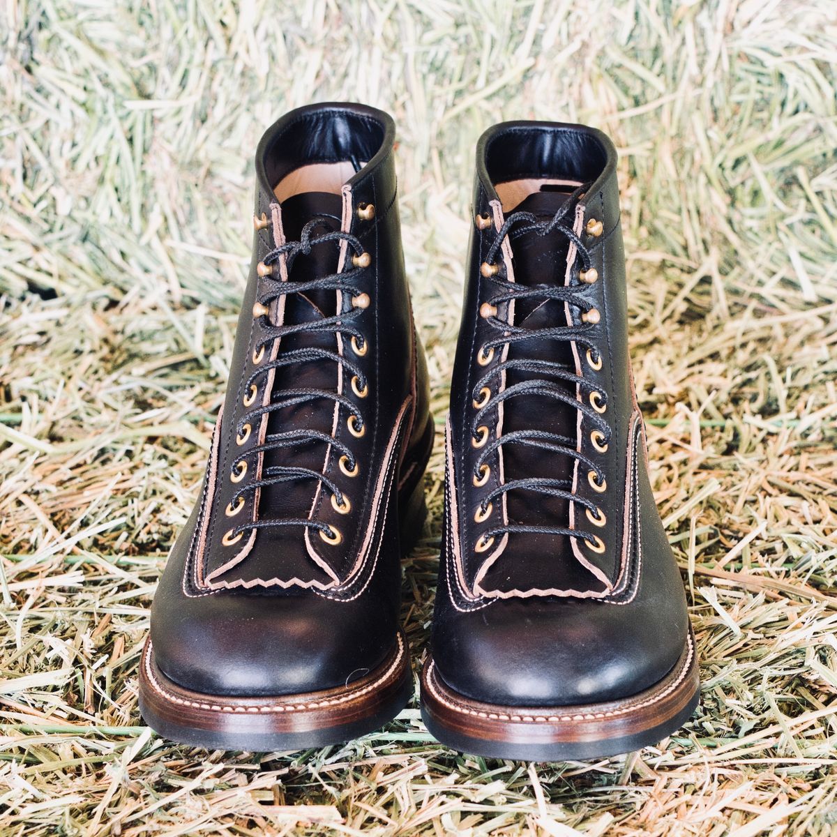 Photo by selvedge.and.boots on November 9, 2023 of the John Lofgren Donkey Puncher Boots in Horween Black Chromexcel.