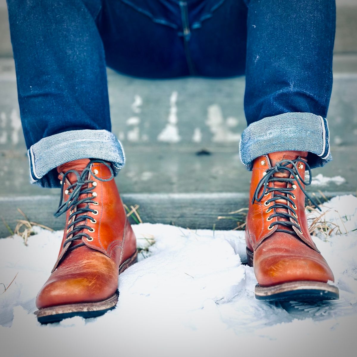 Photo by selvedge.and.boots on December 27, 2024 of the John Lofgren Steel Gang in Shinki Camel Horsebutt.