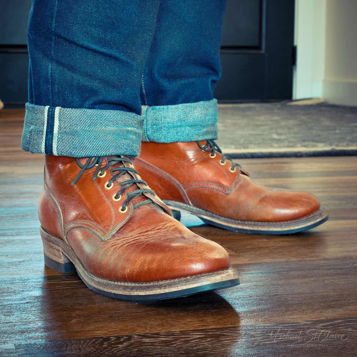 Photo by selvedge.and.boots on January 26, 2025 of the John Lofgren Steel Gang in Shinki Camel Horsebutt.