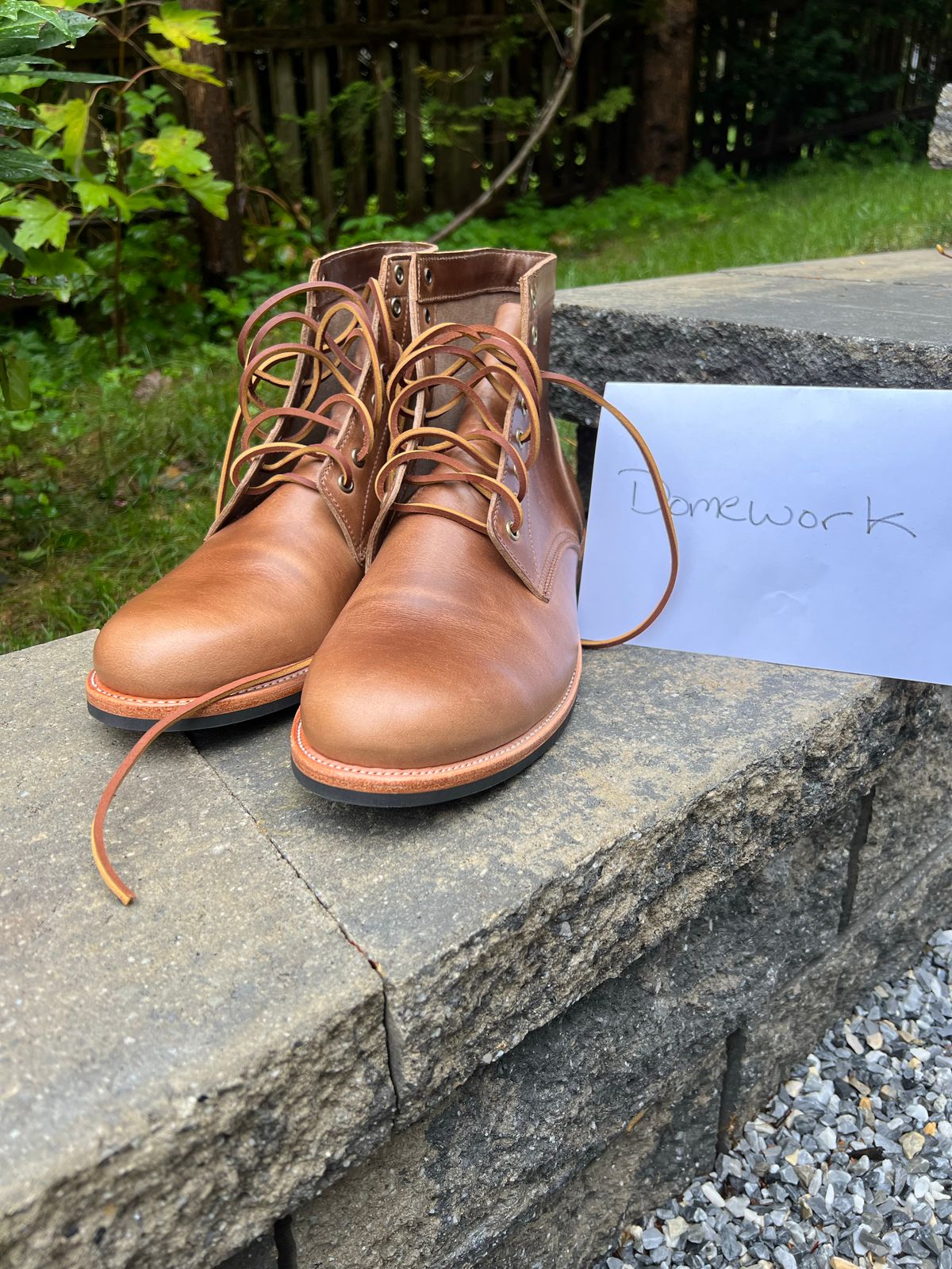 Photo by Benjamnb on October 1, 2022 of the Oak Street Bootmakers Trench Boot in Horween Natural Chromexcel.