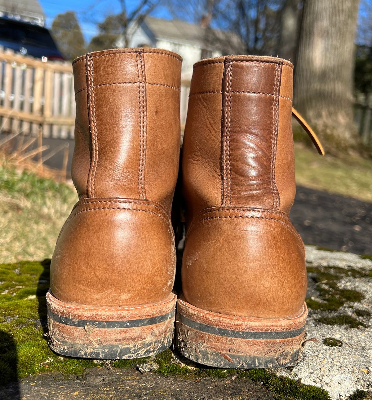Photo by Benjamnb on January 1, 2023 of the Oak Street Bootmakers Trench Boot in Horween Natural Chromexcel.