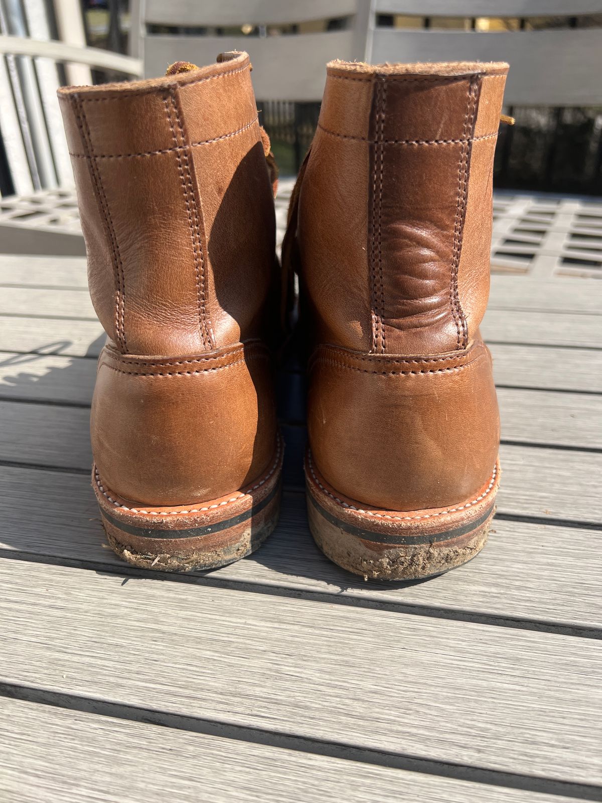 Photo by Benjamnb on March 5, 2023 of the Oak Street Bootmakers Trench Boot in Horween Natural Chromexcel.