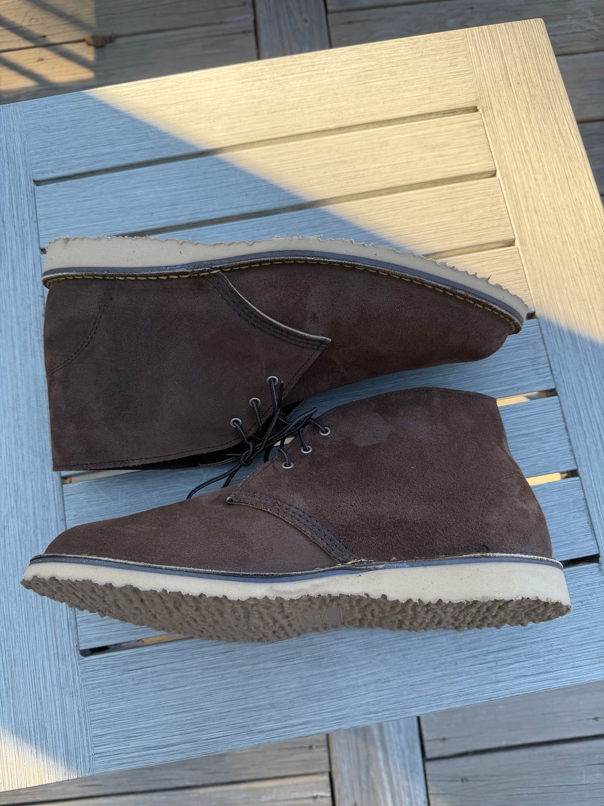 Photo by Benjamnb on October 1, 2025 of the Red Wing Weekender Chukka in Chocolate Muleskinner.
