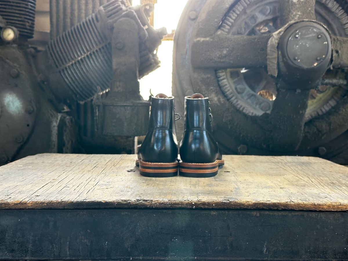 Photo by lydialove on October 4, 2023 of the Grant Stone Nora Boot in Horween Black Chromexcel.