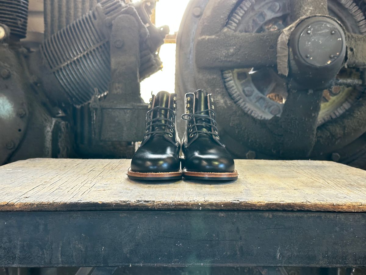 Photo by lydialove on October 4, 2023 of the Grant Stone Nora Boot in Horween Black Chromexcel.