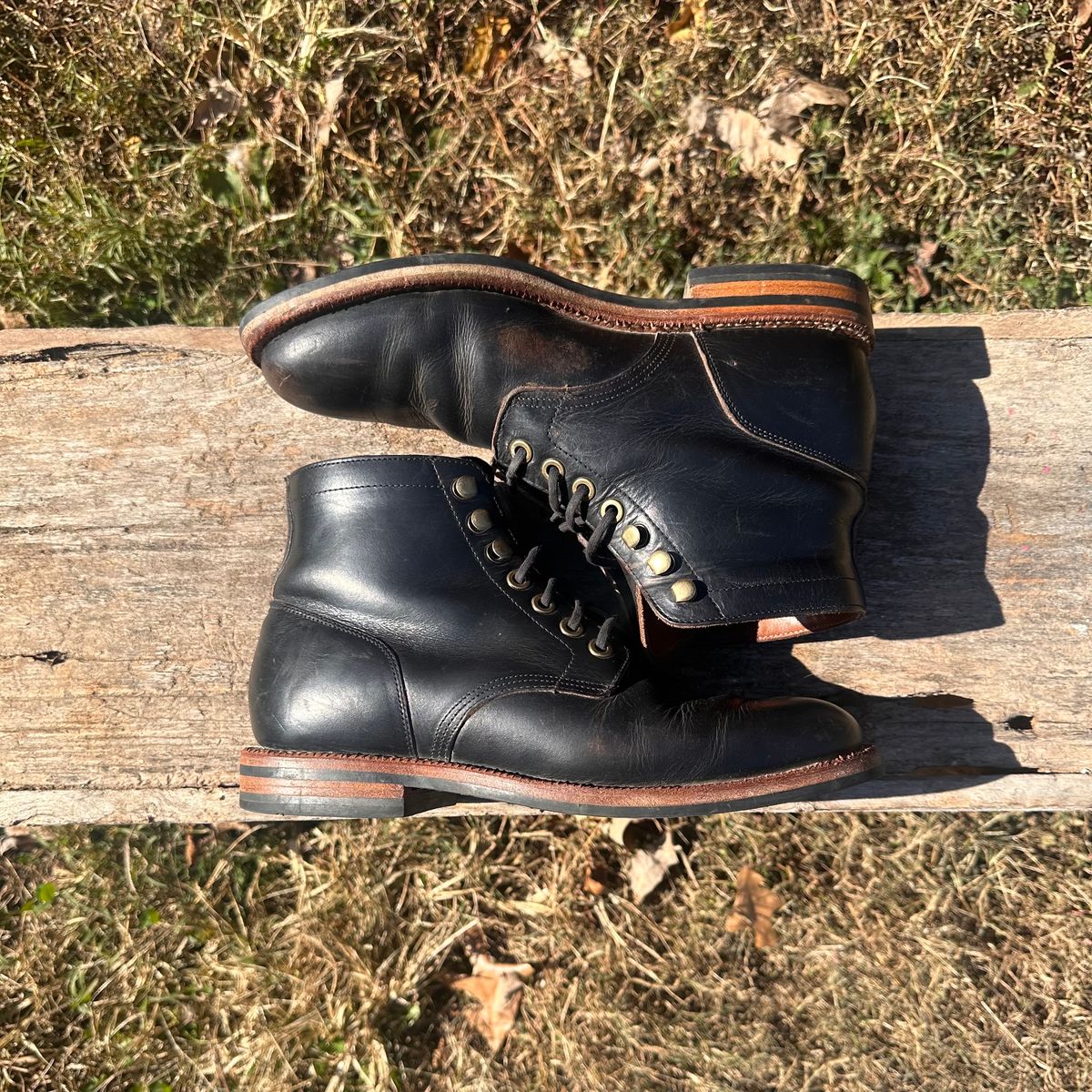 Photo by lydialove on November 4, 2023 of the Grant Stone Nora Boot in Horween Black Chromexcel.