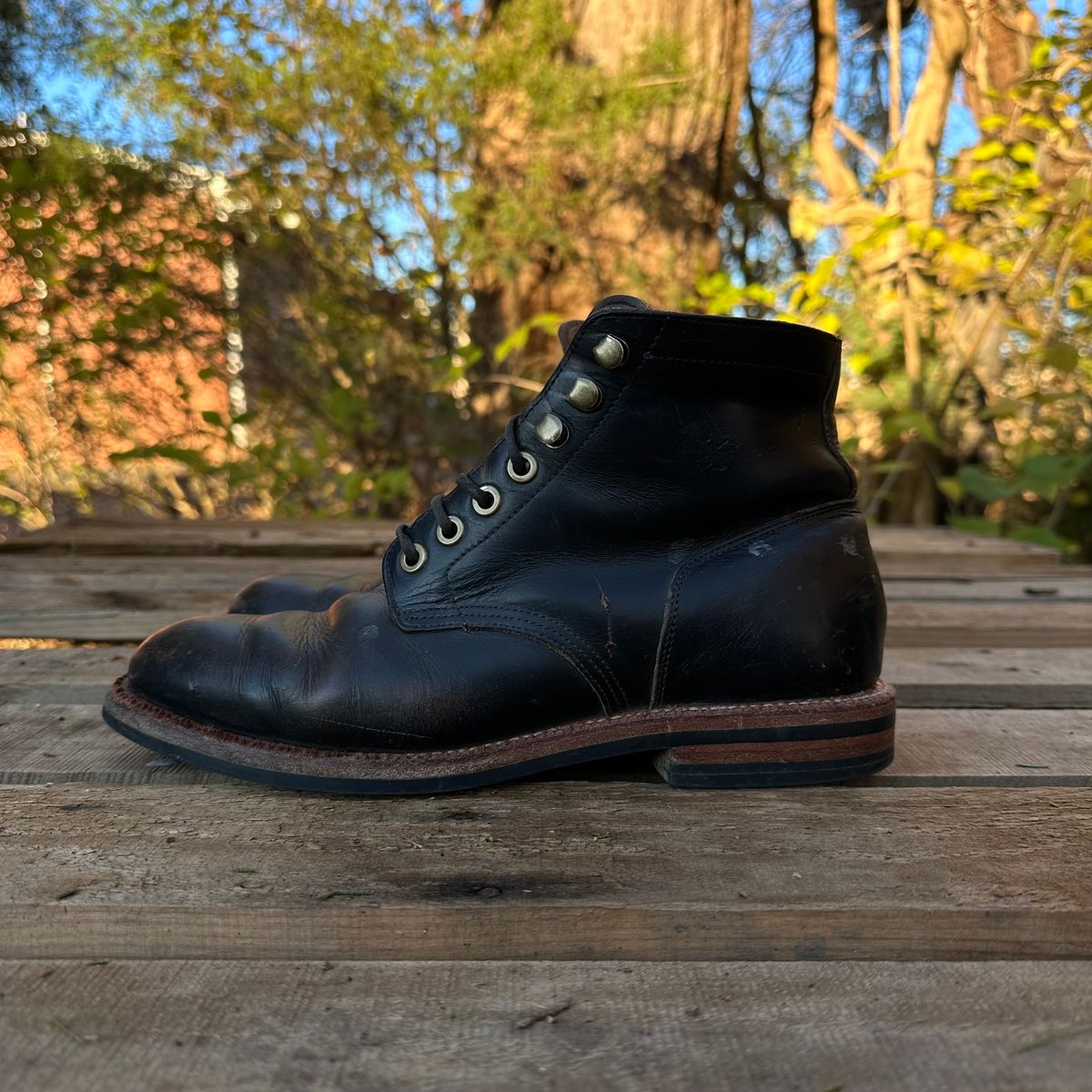 Photo by lydialove on December 4, 2023 of the Grant Stone Nora Boot in Horween Black Chromexcel.