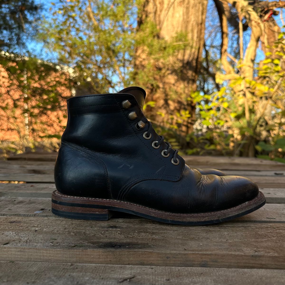 Photo by lydialove on December 4, 2023 of the Grant Stone Nora Boot in Horween Black Chromexcel.