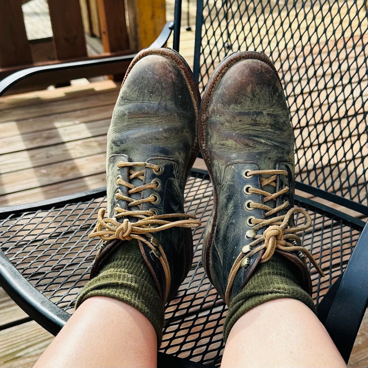 Photo by lydialove on March 31, 2024 of the Grant Stone Nora Boot in Horween Black Chromexcel.