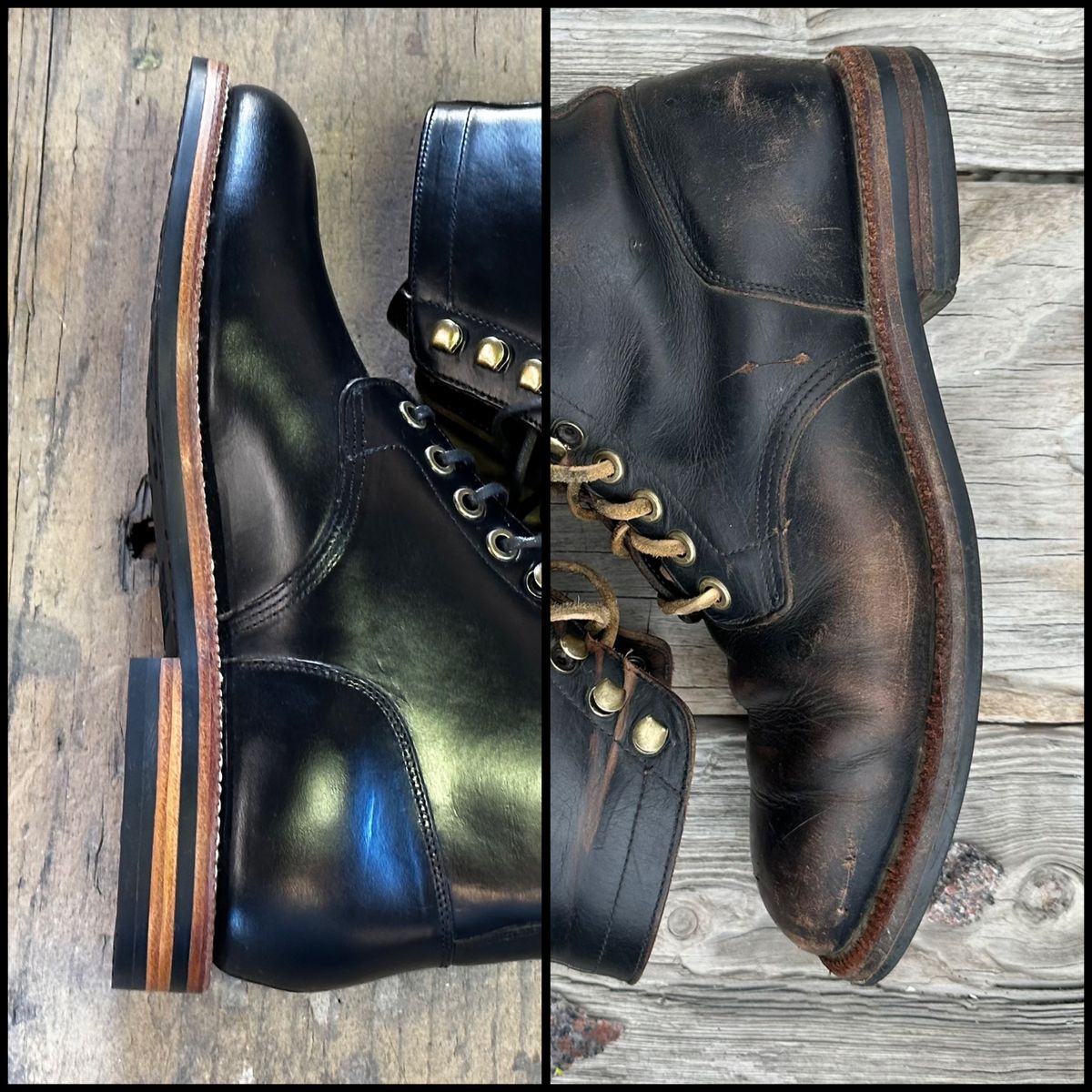 Photo by lydialove on April 1, 2024 of the Grant Stone Nora Boot in Horween Black Chromexcel.
