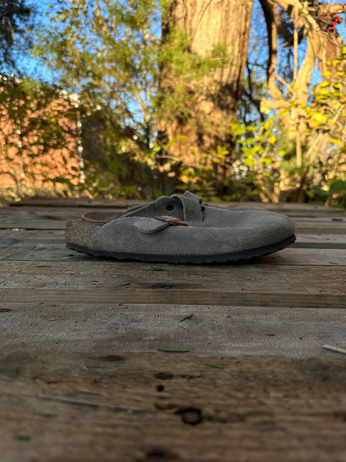 Photo by lydialove on December 4, 2023 of the Birkenstock Boston in Taupe Suede.