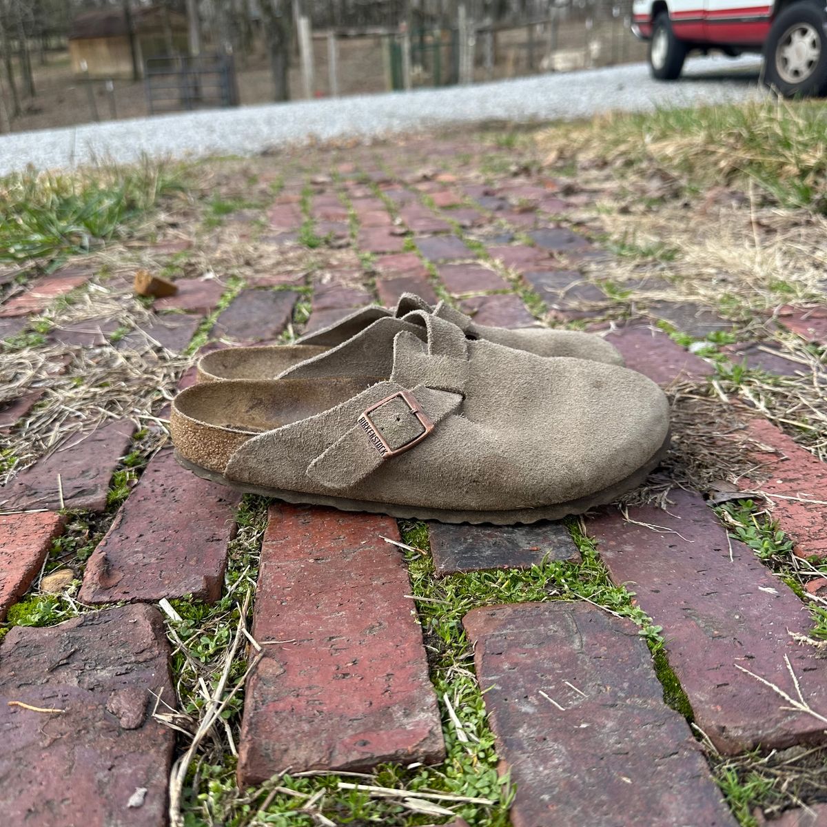 Photo by lydialove on March 2, 2024 of the Birkenstock Boston in Taupe Suede.
