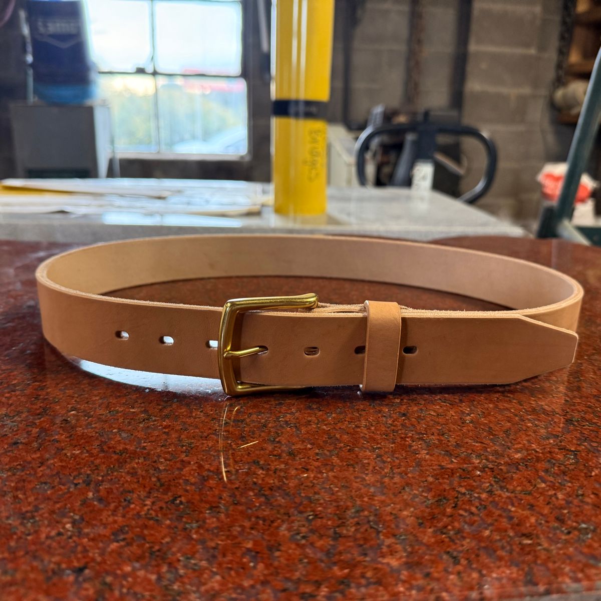 Photo by lydialove on November 1, 2025 of the Carmine Jack Leather Oak Bark Shipyard Belt in J&FJ Baker & Co Natural Bridle.